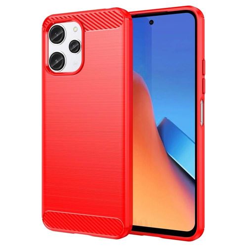 Coque Pour Xiaomi Redmi 12 4g Et 5g / Poco M6 Pro 5g - Housse Etui Silicone Gel Carbone + Verre Trempe - Rouge