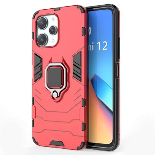 Coque Pour Xiaomi Redmi 12 4g Et 5g / Poco M6 Pro 5g - Housse Etui Rigide Anti Choc + Verre Trempe - Rouge
