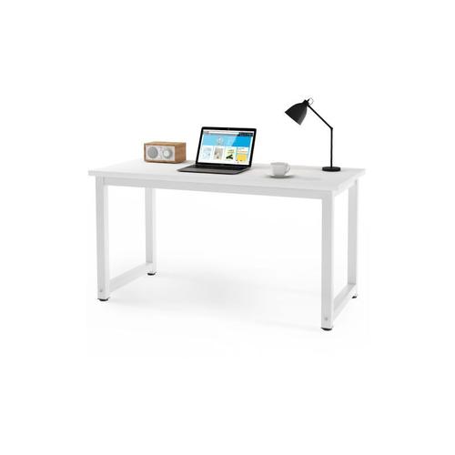 Table D'ordinateur Bureaux Table De Bureau Table De Travail Table Pc- Blanc + Métal