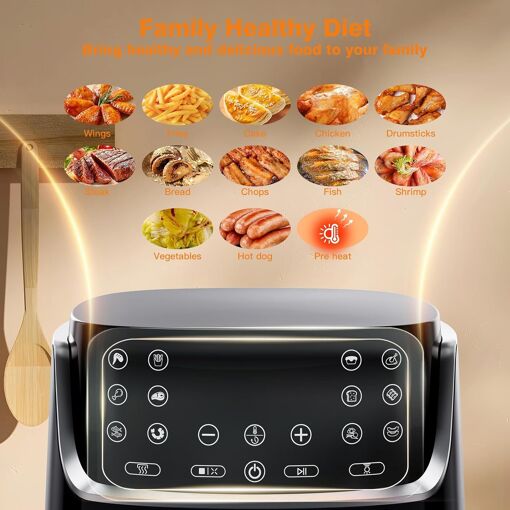 Friteuse Sans Huile (air Fryer) EUARY 8L – 1700W, Fenêtre Visible, 12 Programmes – Avec Livre De Recettes