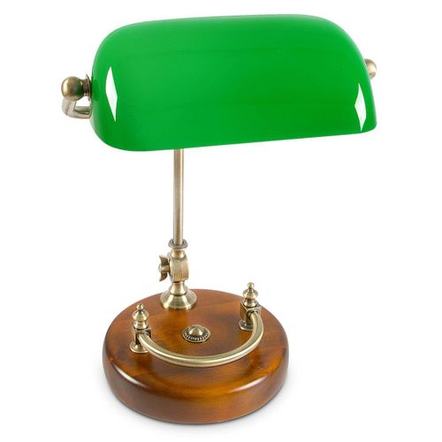 Relaxdays Lampe De Banquier Bureau Table Abat-Jour Vert En Verre Ampoule À Douille E-27 Notaire Bibliothèque, Vert