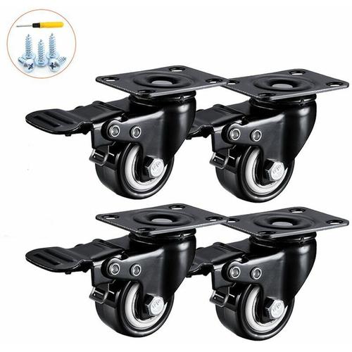 4 Roulettes Pivotantes 50mm 200kg Roulettes Pivotantes Avec Frein Roulettes Pour Meubles Charge Lourde Pour Transport Chariot Table Basse Etabli