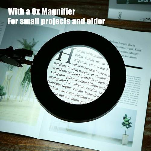 Lampe Loupe ¿¿ Led Avec Pince, Loupe Avec Lumi¿¿re De 8 Dioptries Lampe De Loupe ¿¿clair¿¿es 3 Couleurs Bras Pivotant, Dimmable Lumi¿¿re Pour La Lecture Pour Table Ou Atelier£¿8X£©