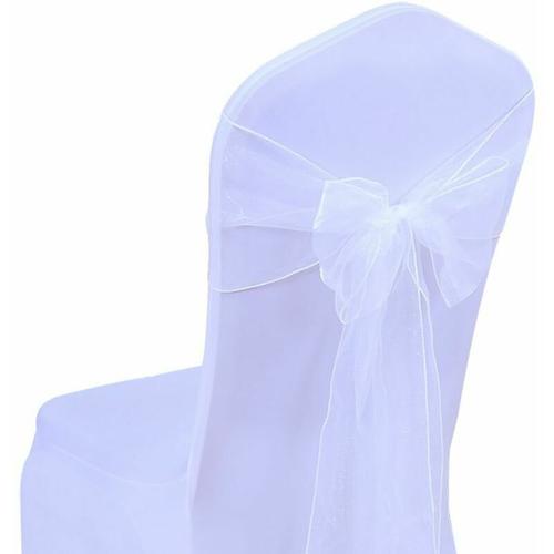 25pc Rubans En Organza Housse De Chaise N?Uds Rubans N?Uds De Mariage D¿¿Coration De Ceremonie F¿ºte ¿¿V¿¿Nement Anniversaire 17 X 275cm 22 Colours(Non Inclure Les Housses De Chaise)-Blanc