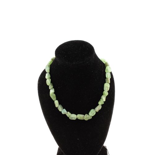 Collier Perles Apatite Verte De Madagascar Chaine En Acier Inoxydable.