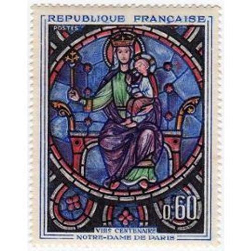 France 1964, Très Beau Timbre Neuf** Luxe Yvert 1419 - Vitrail De La Cathédrale Notre Dame Paris.