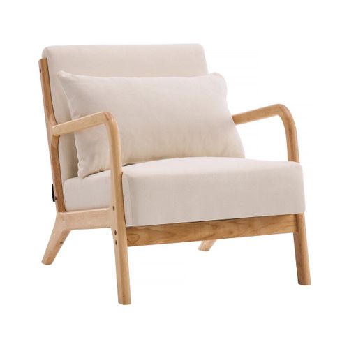 Fauteuil "Clinton" En Bois Style Scandinave - Beige