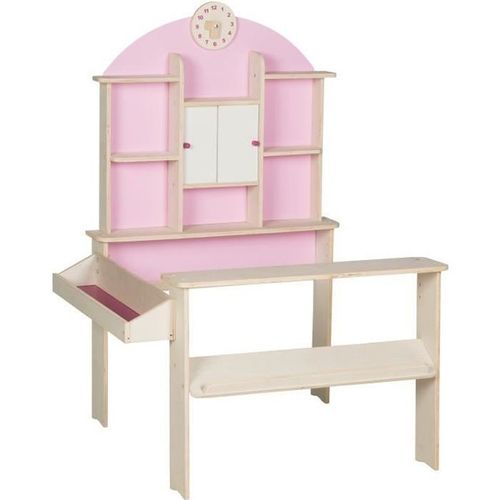 Epicerie En Bois Roba Avec Comptoir Et Horloge - Rose/Blanc - Jouet D'imitation Pour Enfant De 3 Ans Et Plus