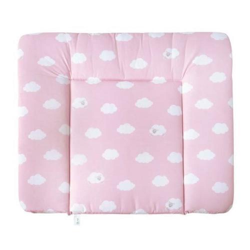 Matelas À Langer Doux Roba - Kleine Wolke Blau - Nuage Rose Imprimé - 85x75 Cm - Revêtu Pu