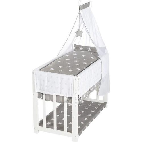 Roba Berceau Cododo Complet "Little Stars" 3 En 1 - Convertible En Banc - Blanc