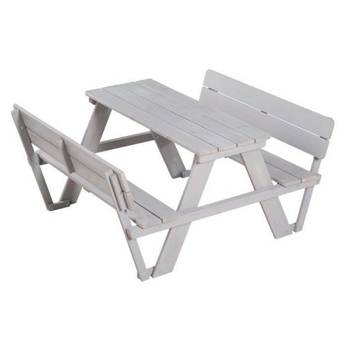 Roba Table Pique-Nique Enfants "Outdoor +" Avec Dossiers - Bois Massif - Table D'extérieur - Gris