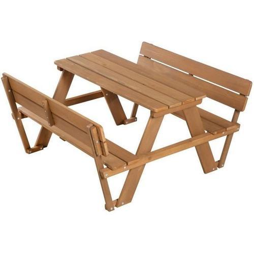 Roba Table Pique-Nique Enfants Outdoor + En Bois Massif - Avec Dossiers - Table D'extérieur 4 Places - Teck