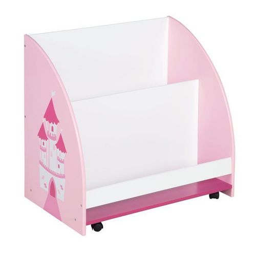Roba Étagère De Rangement Pour Enfants "Krone" En Bois - 3 Compartiments - Étagère À Jouets Avec Roulettes - Rose