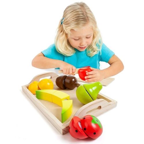 Jeu De Fruits En Bois - Molto - Fruit Set - Mixte - Enfant - 3 Ans - 8 Fruits Prédécoupés Et Un Plateau - Bois