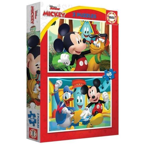 Puzzle De 2 X 20 Pièces Double Educa Mickey - Multicolor - 26x33x6 Cm