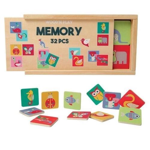 Jeu De Société - No Name - Memory 32 Pcs Wood N Play - 32 Cartes En Bois - Enfant - Mixte