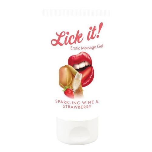 Lick It Fraise Et Vin Petillant, Gel Lubrifiant Pour Massage Erotic, 50ml