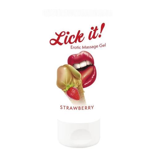 Lick It Fraise, Gel Lubrifiant Pour Massage Erotic, 50ml