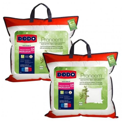 Lot De 2 Oreillers Moelleux Antiacariens 60 X 60 Cm Proneem® Fibre Volupt?Air® Dodo