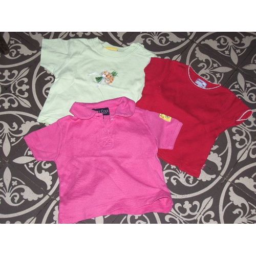 Lot De 3 Tee-Shirt Fille Manches Courtes 6 Mois