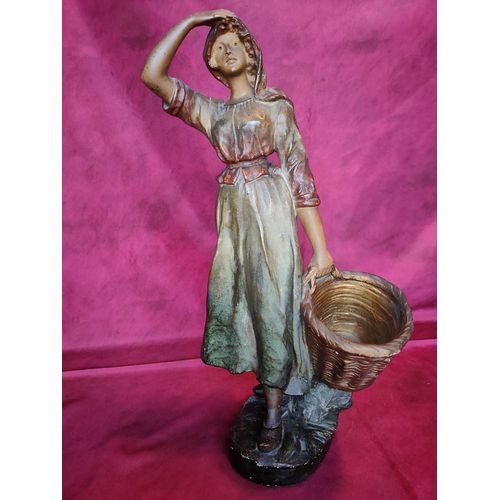 Ancienne statue polychrome en plâtre hauteur 55 cm