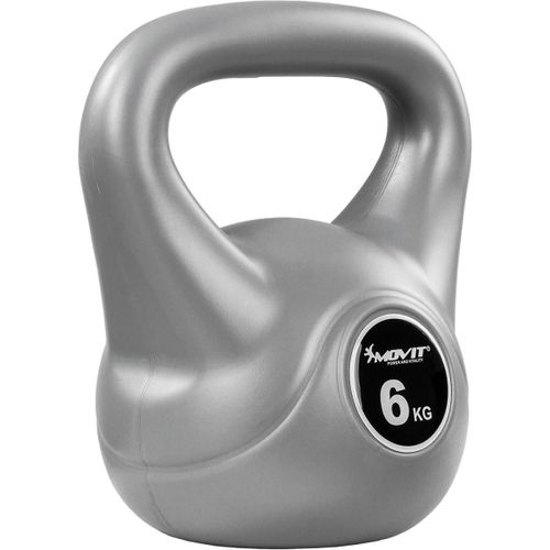 Movit® Kettlebell Basic Grey, Haltère À Boule Avec Enveloppe En Matière Synthétique Ménageant Le Sol, 1 Kg À 20 Kg, Testé En Matière Toxique, 6 Kg