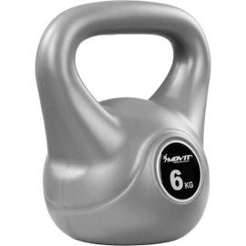 Movit® Kettlebell Basic Grey, Haltère À Boule Avec Enveloppe En Matière Synthétique Ménageant Le Sol, 1 Kg À 20 Kg, Testé En Matière Toxique, 6 Kg