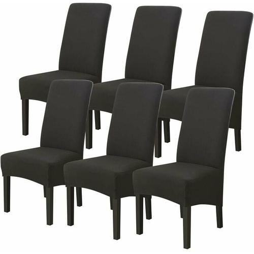 Housses De Chaises 6 Pi¿¿Ces Grand Taille Noir,Housses Pour Chaises De Salle A Manger Universelle, Couverture Couvre De Chaise Salon Moderne Pour Mariage Reunion