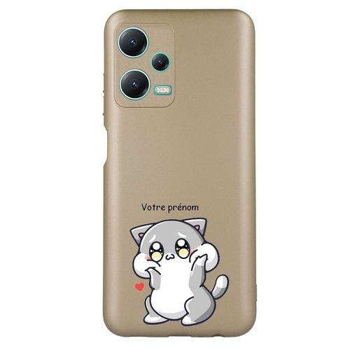 Coque Tpu Effet Metallique Dore Pour Redmi Note 12 Pro 5g Et Poco X5 Pro Chat Kawaii
