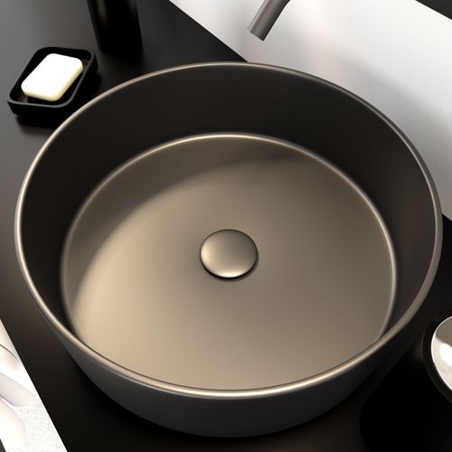 Vasque à poser ronde en céramique - diamètre 36cm - hauteur 11.5cm - ROUNDY DARK