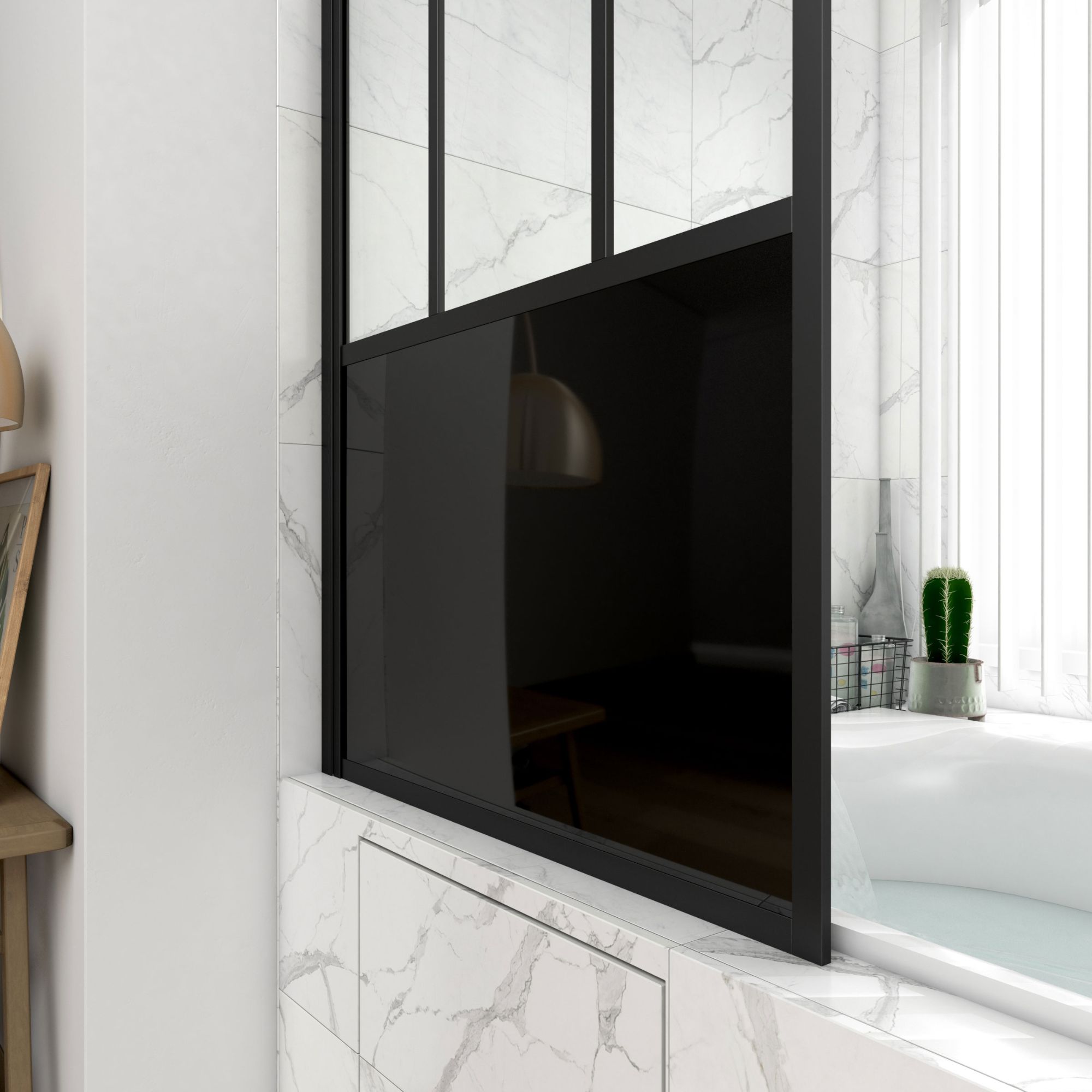 Pare baignoire pivotant 130x75 cm - type verriere - profile ... - 2