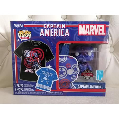Captain America - Figurine Marvel Funko Pop Tees + T-Shirt (Taille : M) - Édition Spéciale