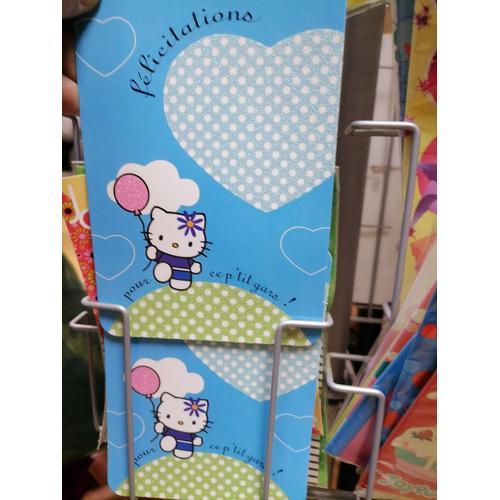 Carte Hello Kitty " Félicitation Pour Ce Petit Gars!" Avec Son Enveloppe
