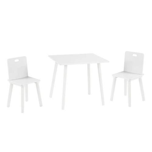 Roba Ensemble Table + 2 Chaises Pour Enfants - Set De Sièges - 3 Pièces - Pieds En Bois Massif Laqué Blanc