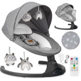 Balancelle Bébé Électrique - Momi Kenani - 10 Mélodies - 5 Modes De Balancement - Arche À Jouets - Gris Foncé