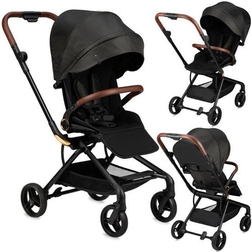 Poussette Bébé Citadine Ultra 360 ° - Momi Adelle - Légère 7.5 Kg - Jusqu'à 22 Kg - Noir/Doré