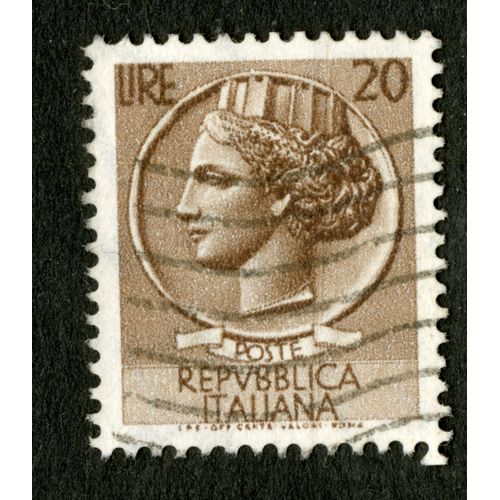 Timbre Oblitéré Poste Repubblica Italiana, Lire 20