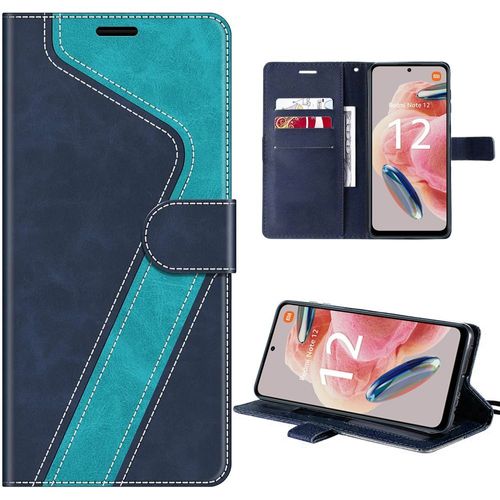 Coque Pour Xiaomi Redmi Note 12 4g, Etui À Motif En Cuir Pu Avec Poche À Cartes Et Support, Blue Marine (Pas Pour Redmi 12) - E.F.Connection
