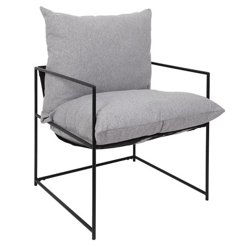 Fauteuil Tissu Et Métal Ella - Gris Et Noir