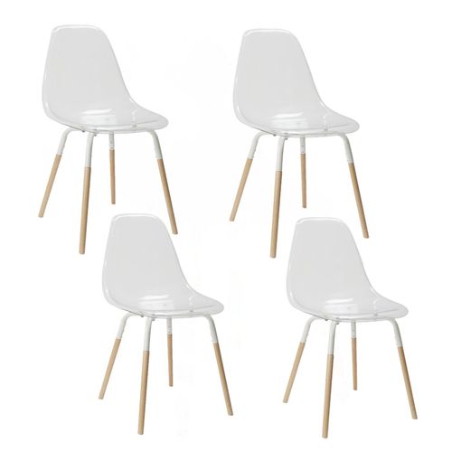 Lot De 4 Chaises Scandinaves Phenix En Plastique Et Métal - Transparent