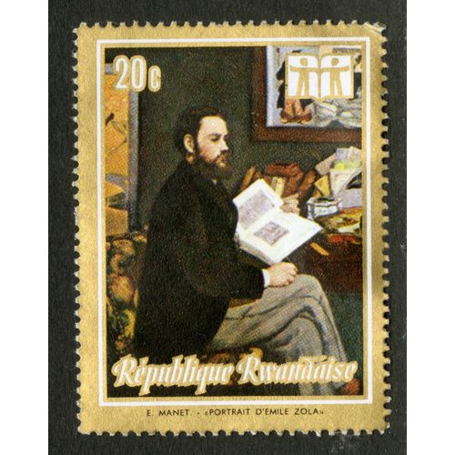Timbre Non Oblitéré République Rwandaise, E. Manet, Portrait D'émile Zola, 20 C