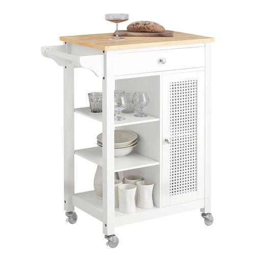 Sobuy Fkw46-Ii-Wn Desserte Roulante Chariot De Service Chariot De Cuisine Meuble De Rangement Avec Aspect Grillagé