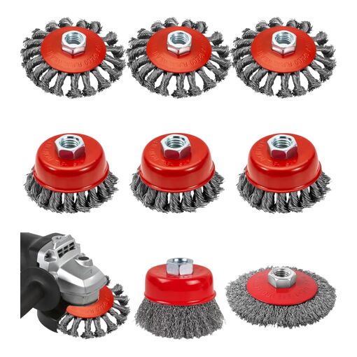 SUBZONAL-8Pcs brosse metallique meuleuse pour meuleuses d'angle, ta...