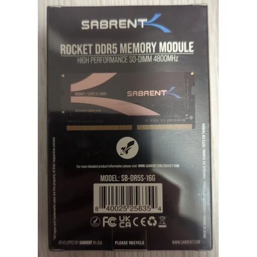 16 Go ddr5 sodimm sabrent 4800mhz