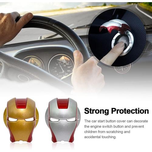 Autocollant Décoratif Iron Man Pour Bouton , Accessoire De Voiture,Appuyez Sur La Voiture Pour Bouton Démarrer Couverture Empêcher Les Enfants De Touching Antifriction Décoratifs Auto Parts