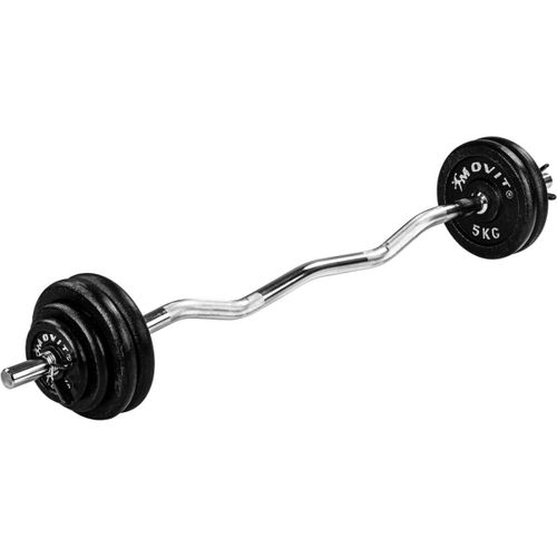 Movit® Sz Curlset Pro 26 Kg, 35 Kg, Ou 65,5 Kg, Avec Fermetures En Étoile Ou À Ressort + Disques De Poids En Fonte, Fermeture À Ressort 35 Kg