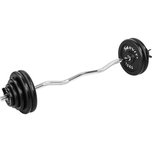 Movit® Sz Curlset Pro 26 Kg, 35 Kg, Ou 65,5 Kg, Avec Fermetures En Étoile Ou À Ressort + Disques De Poids En Fonte, Fermeture À Ressort 65,5 Kg