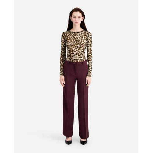 Pantalon Tailleur Bordeaux En Crêpe - 32