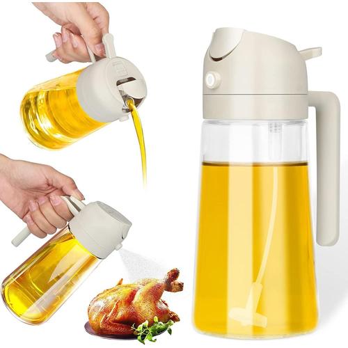 Vaporisateur d'huile, pulvérisateur d'huile 2 en 1 pour friteuse à air, pulvérisateur de vinaigre, vaporisateur d'huile d'olive 450 ml, pulvérisateur d'huile d'olive, distributeur d'huile en verre