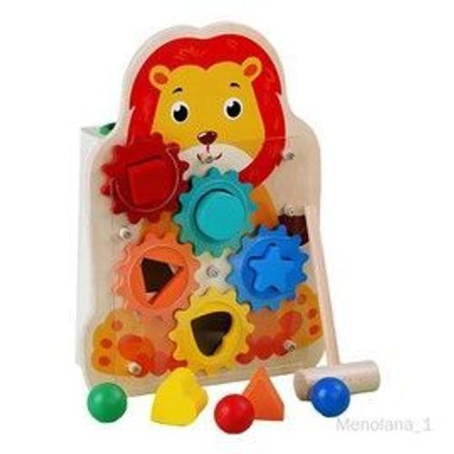 Puzzle En Bois Blocs De Forme De Couleur De Couleur Doucement Malet Amusements Martelage Board Pour Grasping Contenu Dévelo Lion